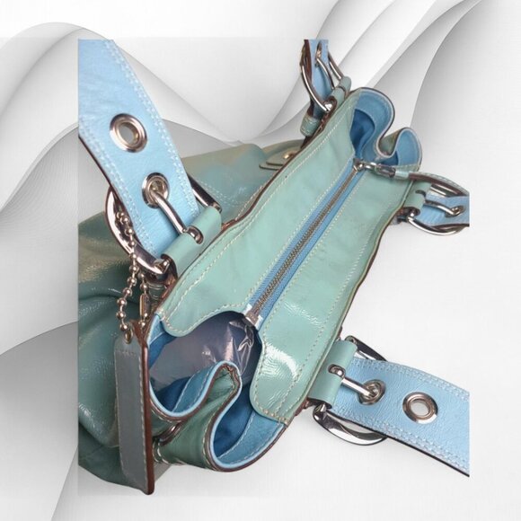 COACH Soho Satchel & Wallet in turquoise patent leather set - Picture 5 of 15